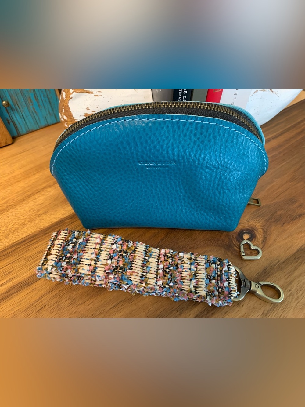 Turquoise, Leather Empanada Pouch